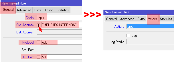 Regra para dropar consultas dns diferentes de prefixo permitido